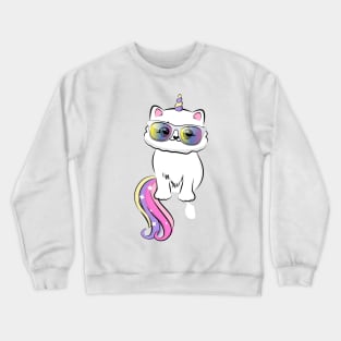 Cute loving Caticorn Summer Sunglass Unicorn girl Crewneck Sweatshirt